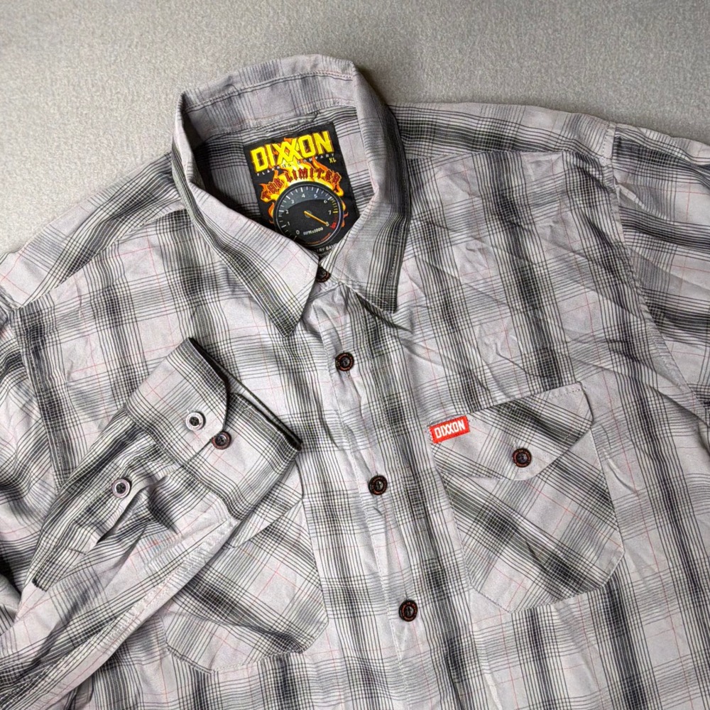Dixxon Flannel Co The Limited Shirt Mens XL Grey Black Red Plaid Bamboo Blend